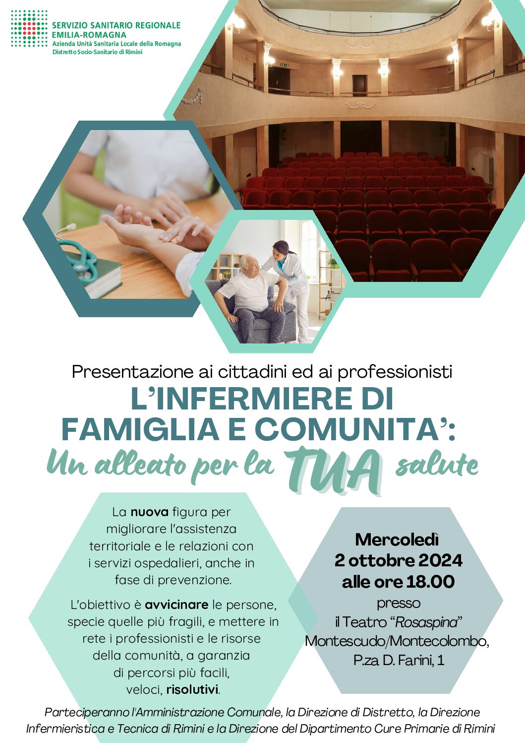 L’INFERMIERE DI FAMIGLIA E COMUNITA’: MERCOLEDI’ 2 OTTOBRE ORE 18:00 TEATRO “ROSASPINA”